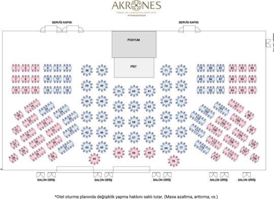 Akrones Termal Hotel Yılbaşı Oturma Düzeni