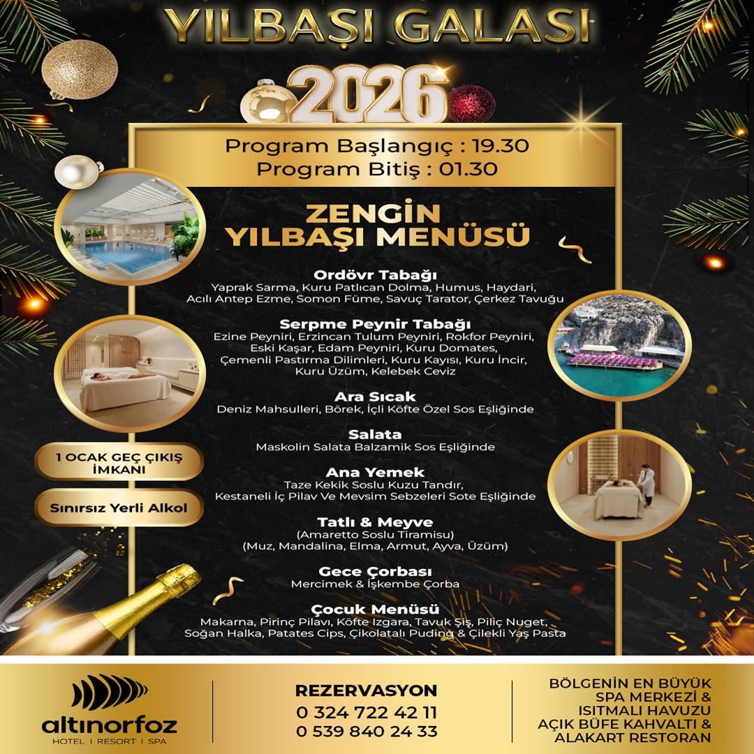Altın Orfoz Hotel Mersin Yılbaşı Menüsü