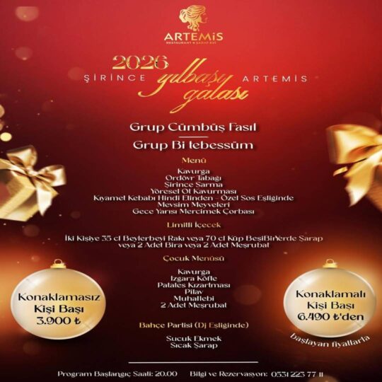 Artemis Restaurant Şirince Yılbaşı Programı 2026