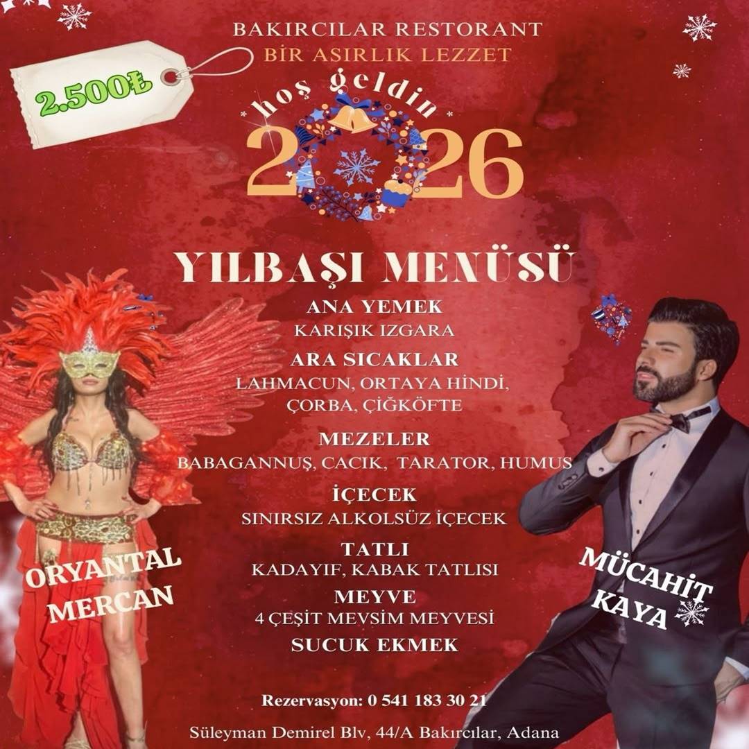 Bakırcılar Adana Yılbaşı Programı 2026 Bakırcılar Adana Yılbaşı Programı 2026