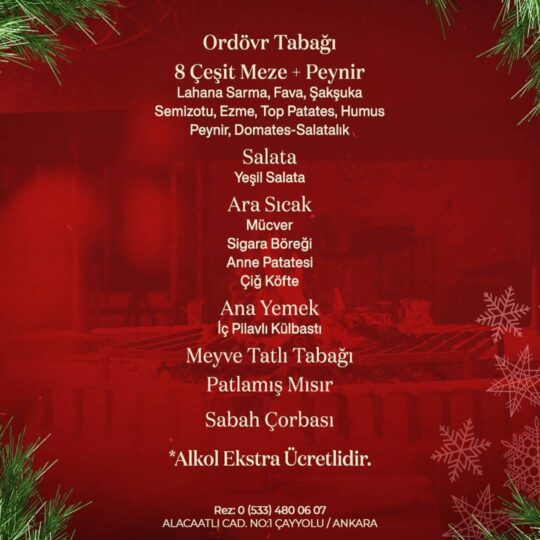 Çalgan Yılbaşı Menüsü