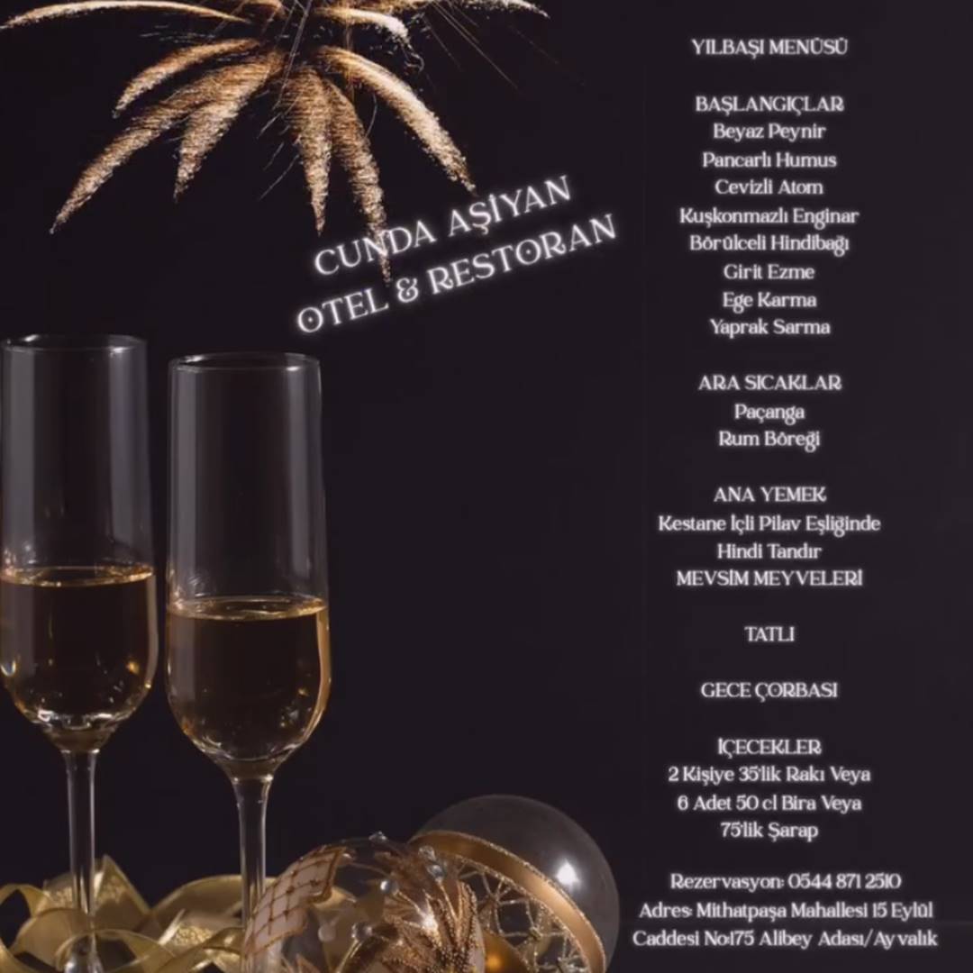 Cunda Aşiyan Yılbaşı Menüsü