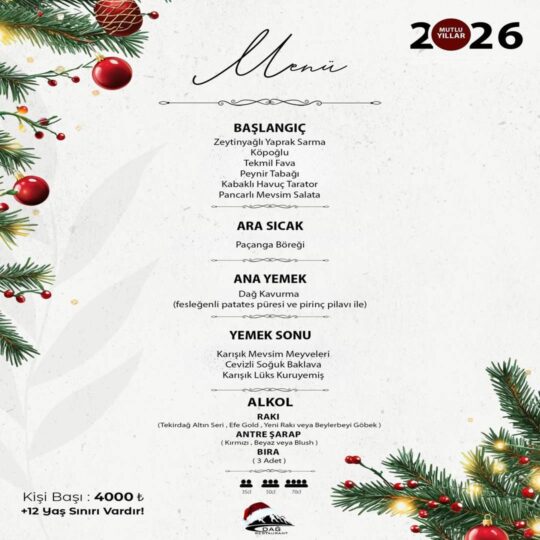 Dağ Restaurant Sığacık Yılbaşı Menüsü