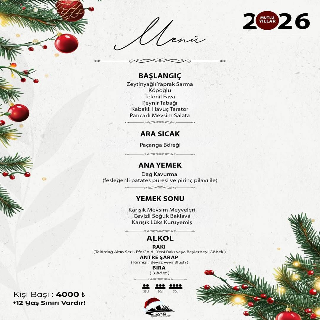 Dağ Restaurant Sığacık Yılbaşı Menüsü