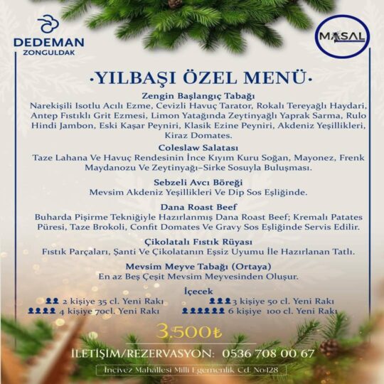 Dedeman Zonguldak Yılbaşı Menüsü