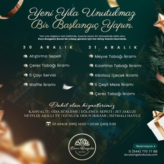 Duru Deluxe Bungalov Bursa Yılbaşı Programı 2026