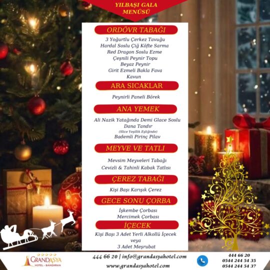 Grand Asya Hotel Yılbaşı Menüsü