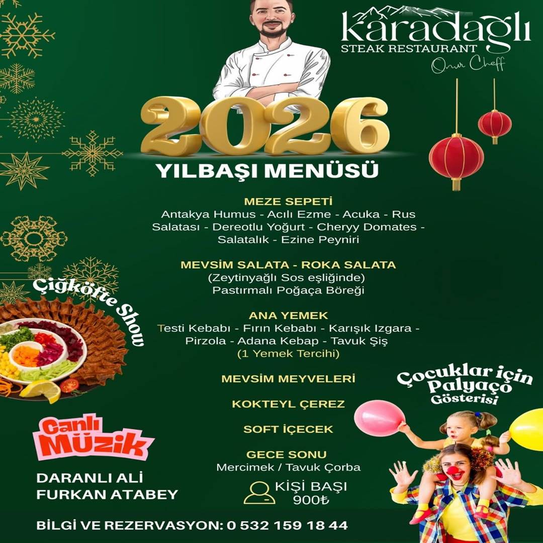 Karadağlı Restaurant Karaman Yılbaşı Programı 2026 Karadağlı Restaurant Karaman Yılbaşı Programı 2026