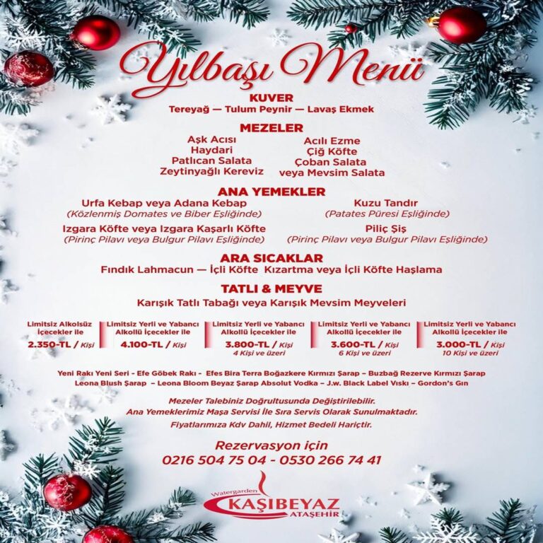 Kaşıbeyaz Ataşehir Yılbaşı Menüsü