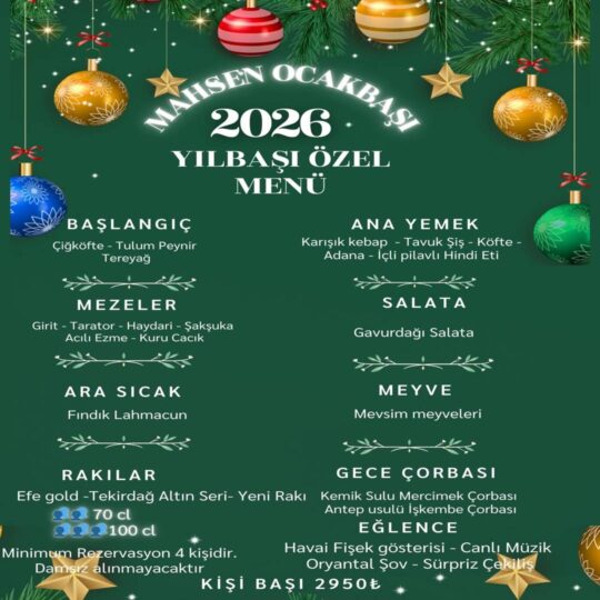 Mahsen Ocakbaşı Tekirdağ Yılbaşı Menüsü