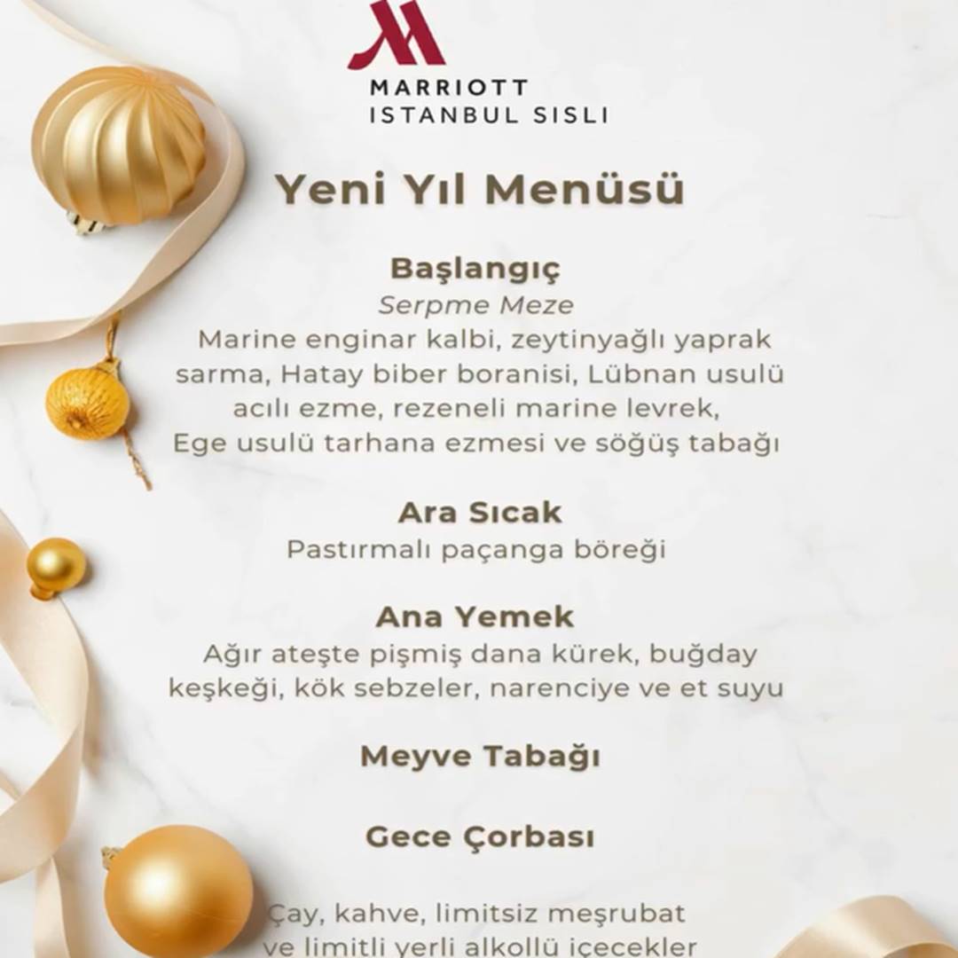 Marriott Şişli Yılbaşı Menüsü