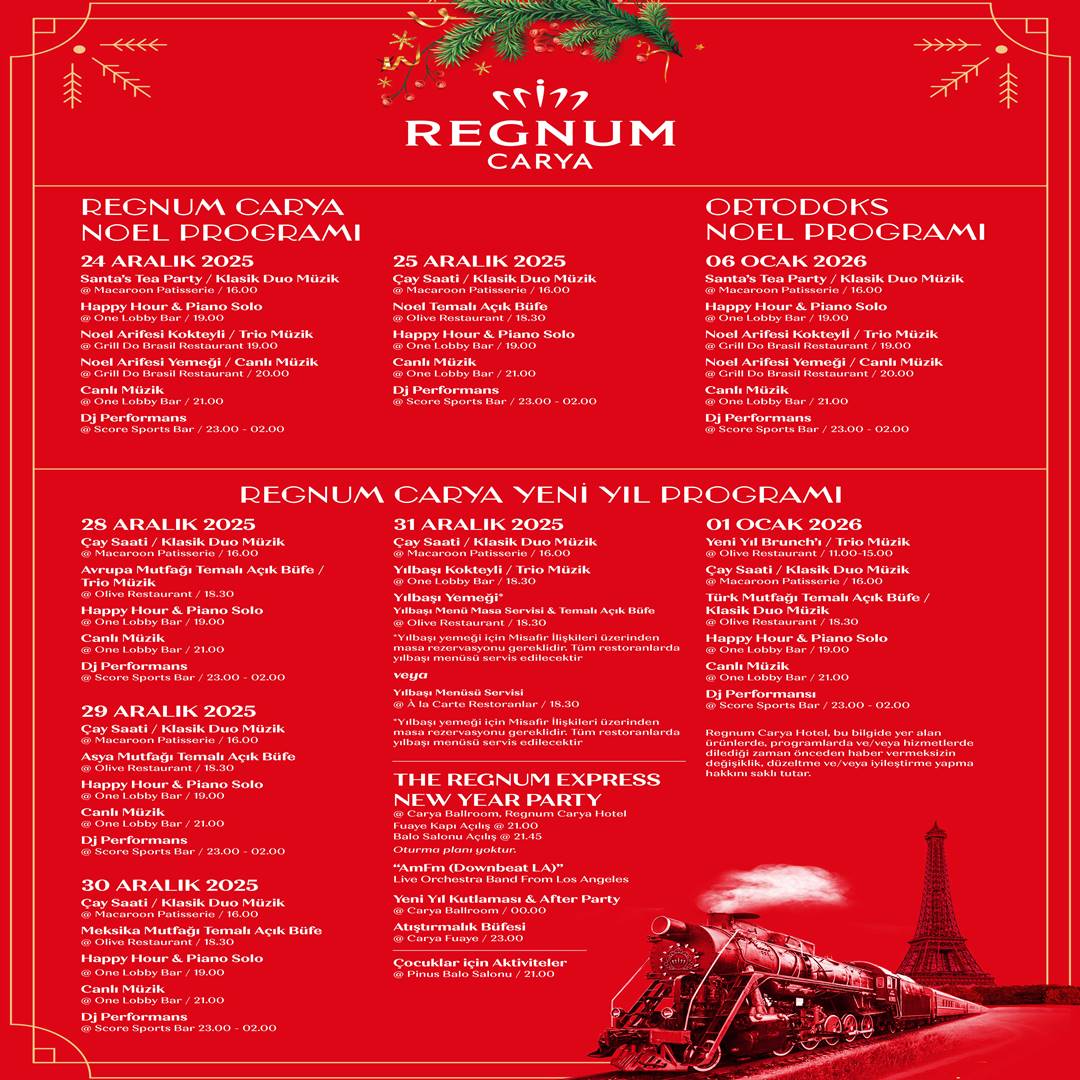Regnum Carya Yılbaşı Programı 2026