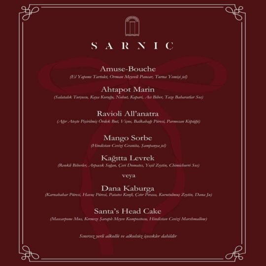 Sarnıç Restaurant Sultanahmet Yılbaşı Menüsü 2026