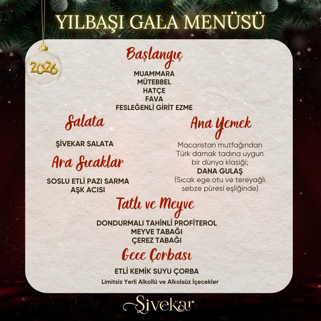 Şivekar Beylikdüzü Yılbaşı Menüsü