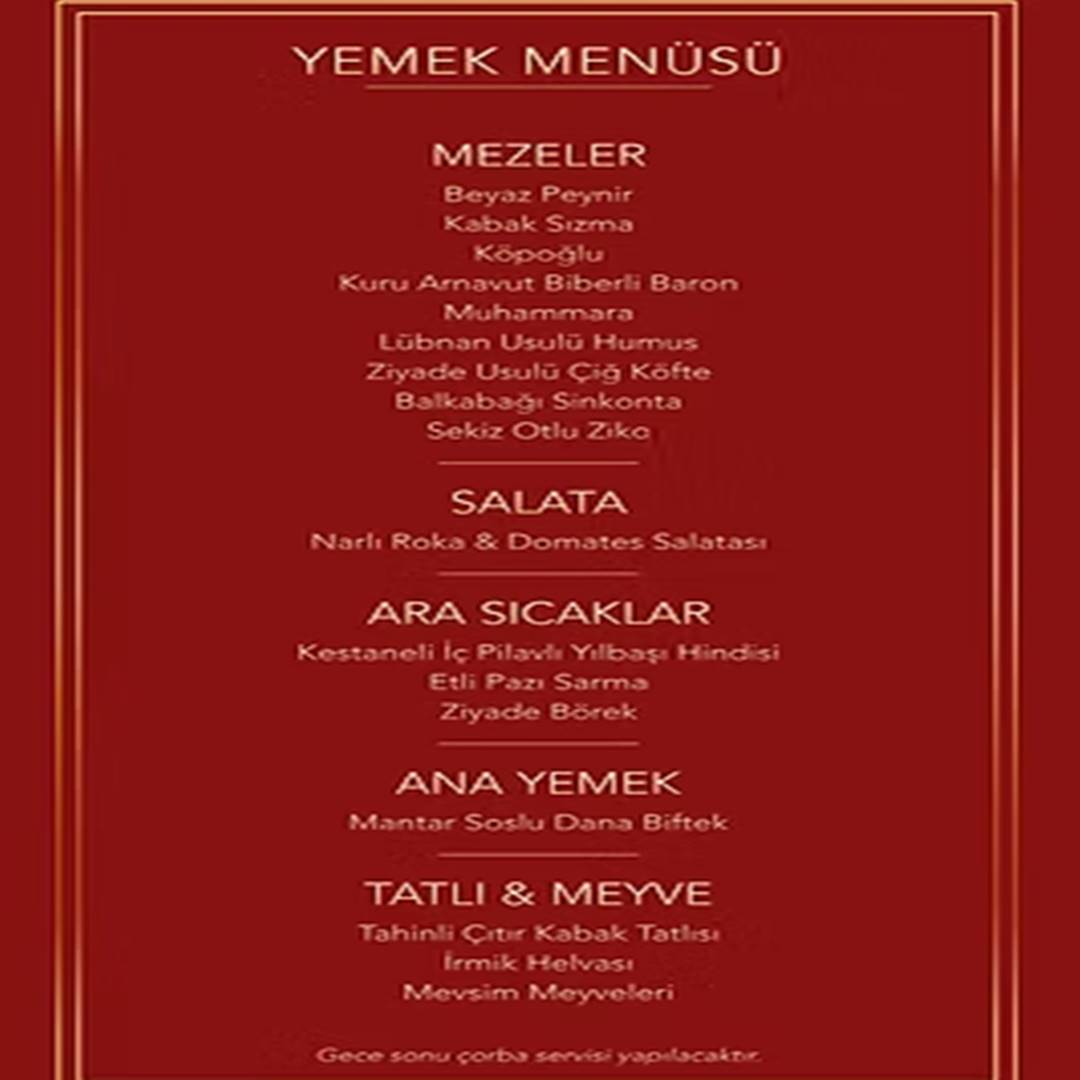 Ziyade Fasıl Yılbaşı Menüsü