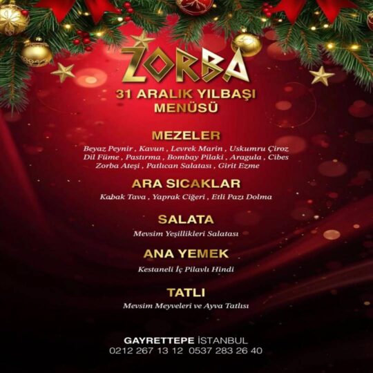 Zorba Taverna Yılbaşı Menüsü
